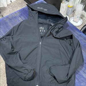 Hollister Men's Dark Rain Jacket